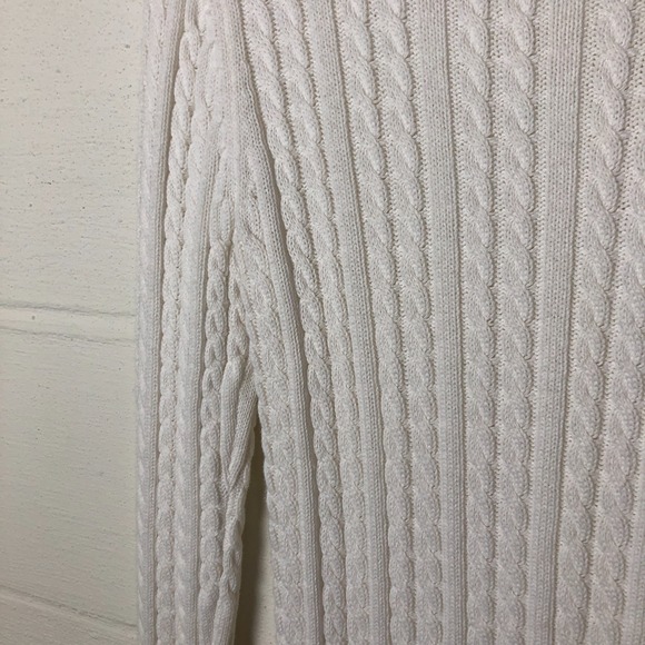 Croft&Barrow Womens Cable Knit V-Neck Sweater Size S White‎ Preppy Old Money - Picture 3 of 11